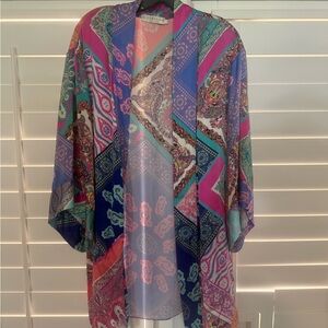 Colorful Paisley Patchwork Kimono Cardigan 100% Silk. Very good condition